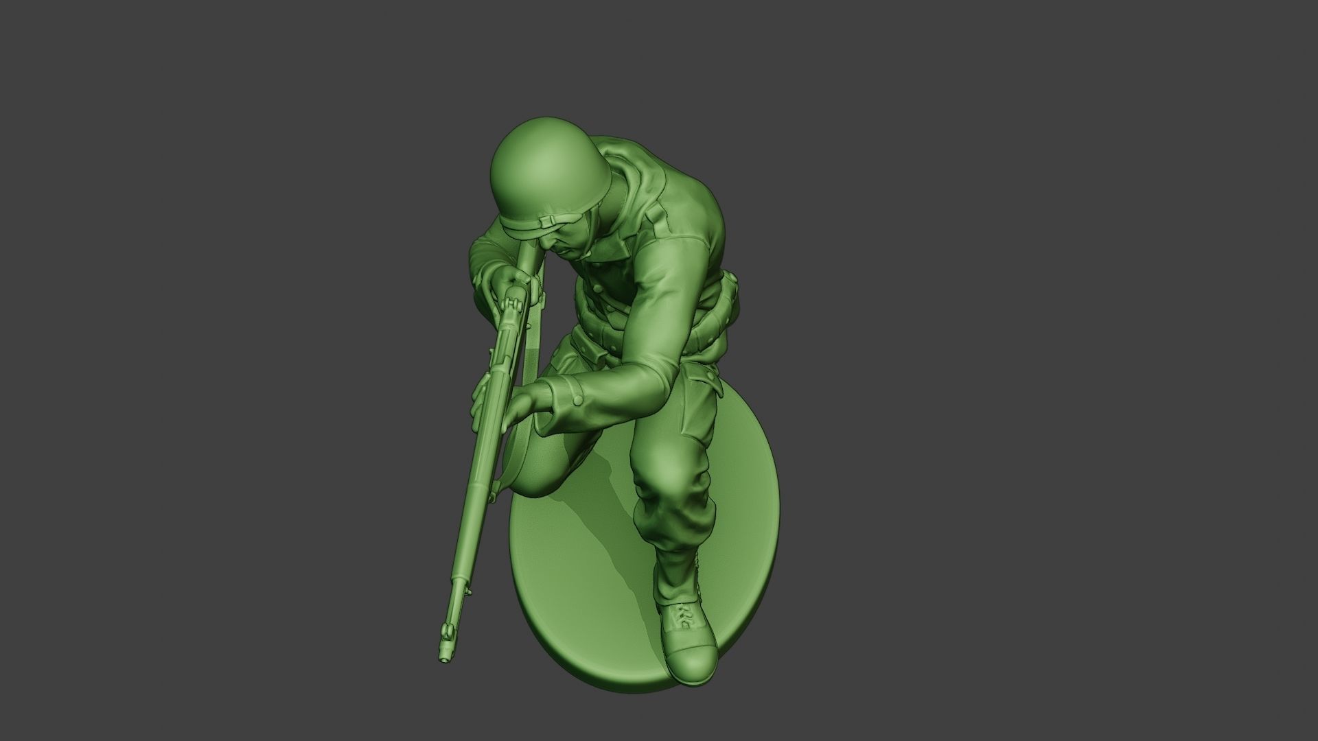 American soldier ww2 Shoot Crouch A12 3D print model_14