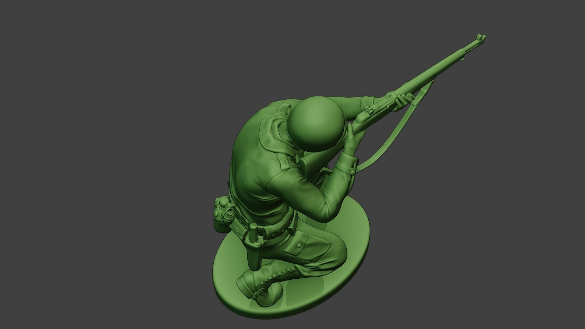 American soldier ww2 Shoot Crouch A12 3D print model_22