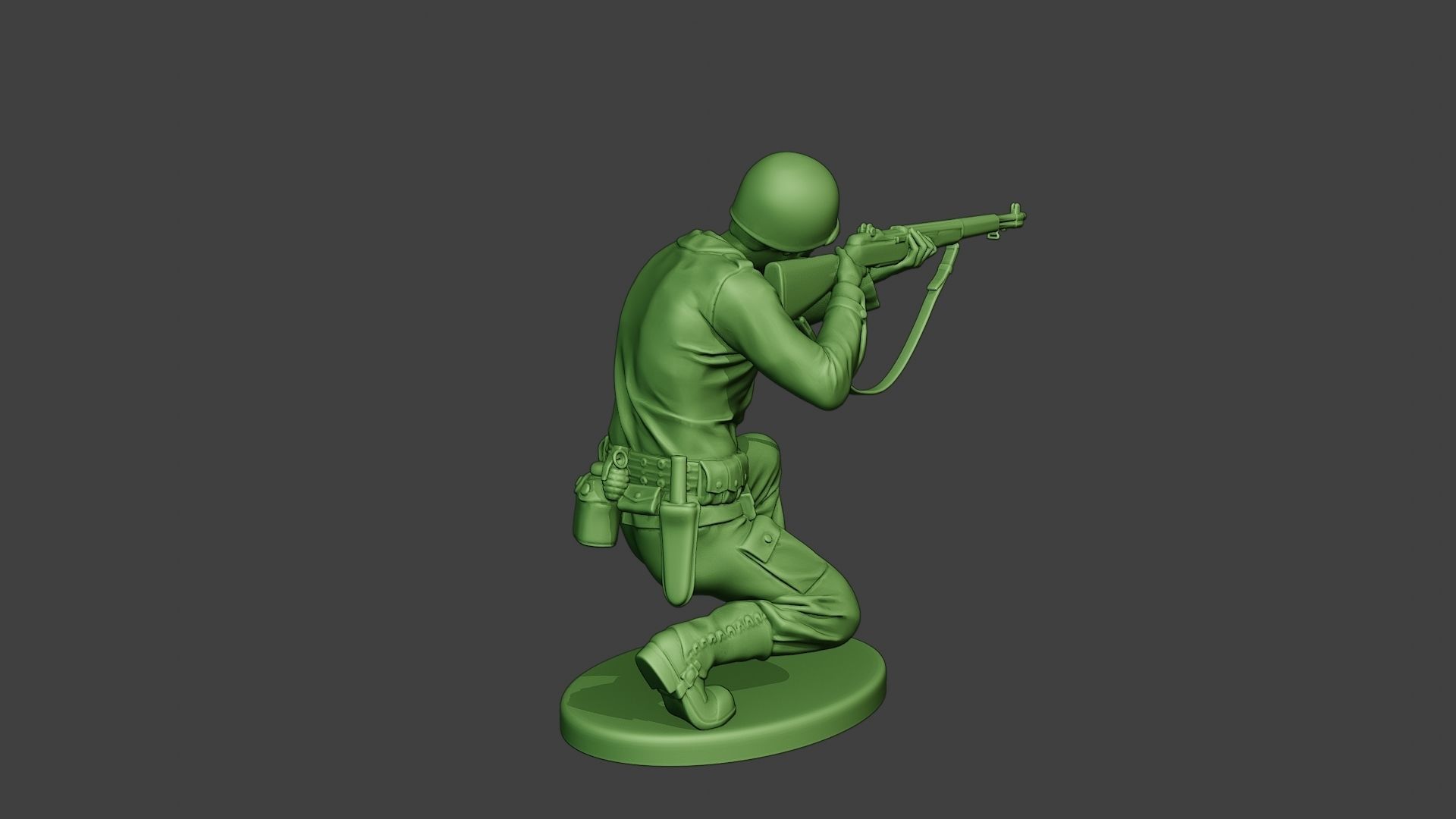 American soldier ww2 Shoot Crouch A12 3D print model_7