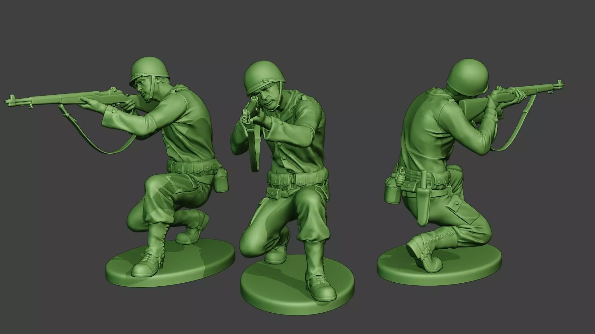 American soldier ww2 Shoot Crouch A12 3D print model_0