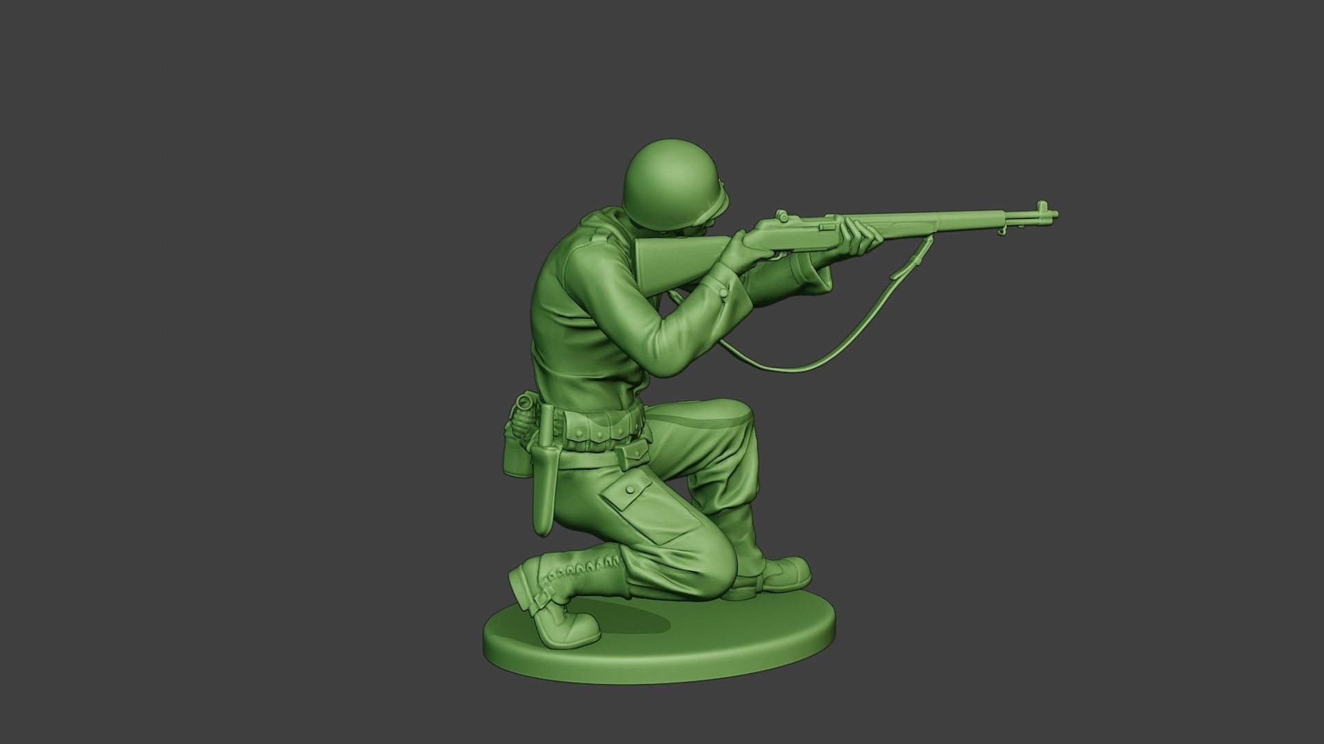 American soldier ww2 Shoot Crouch A12 3D print model_8