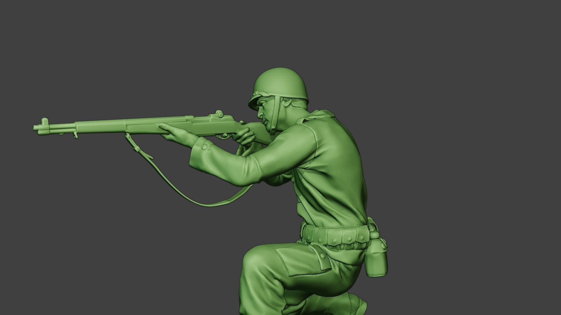American soldier ww2 Shoot Crouch A12 3D print model_18