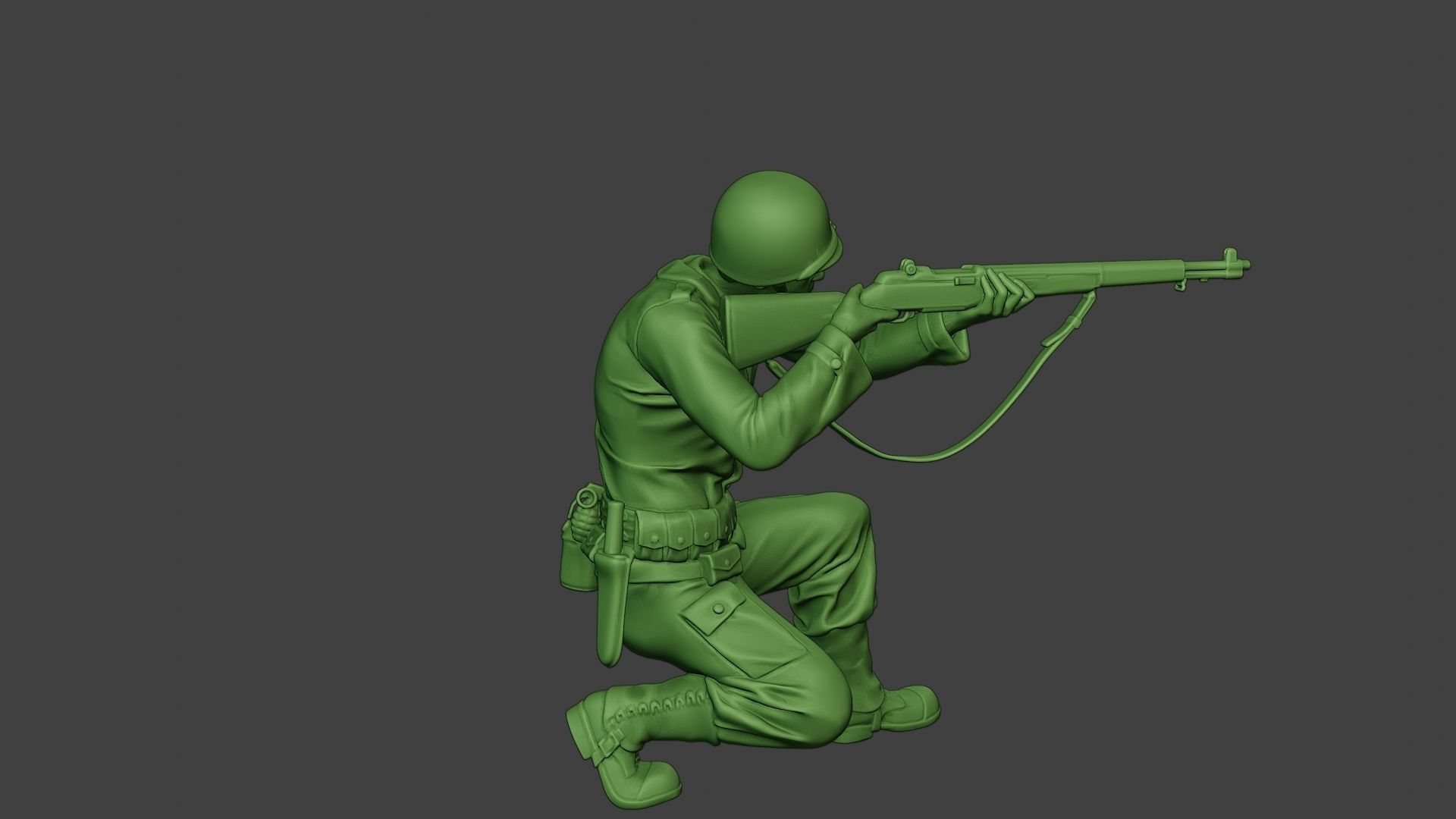 American soldier ww2 Shoot Crouch A12 3D print model_31