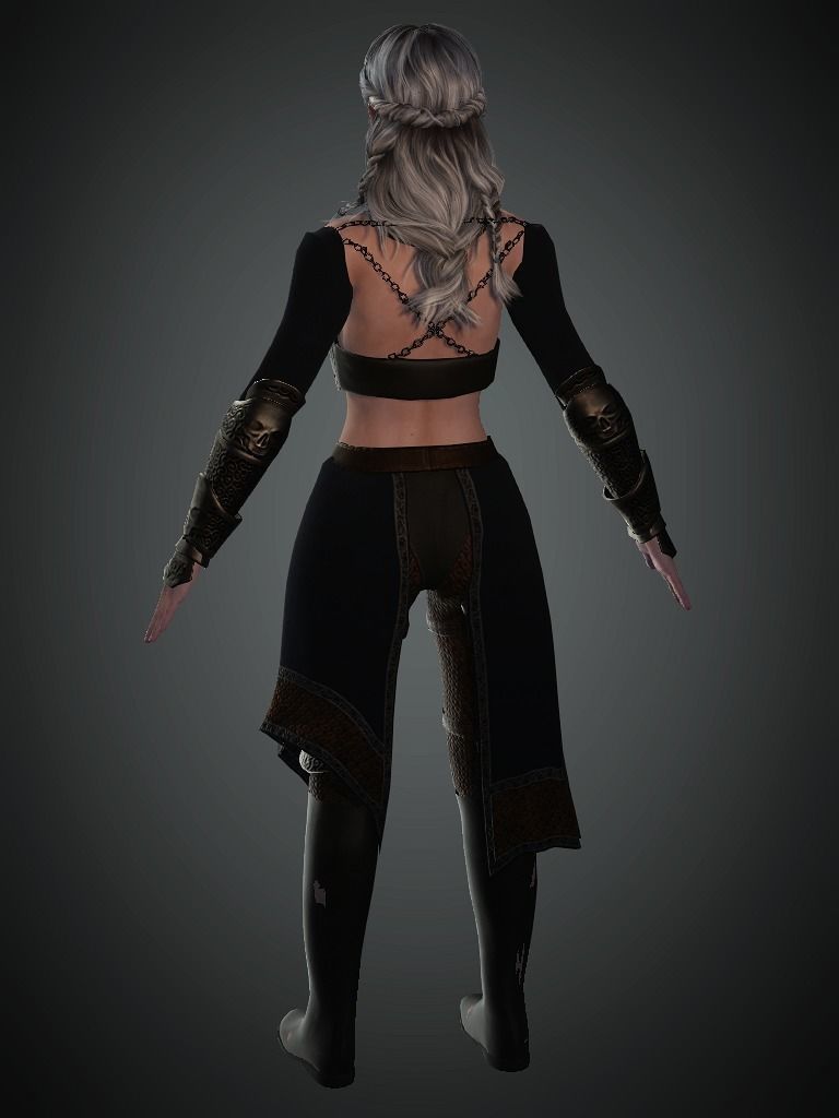 AAA Fantasy Female Character 01 Low-poly 3D model_3