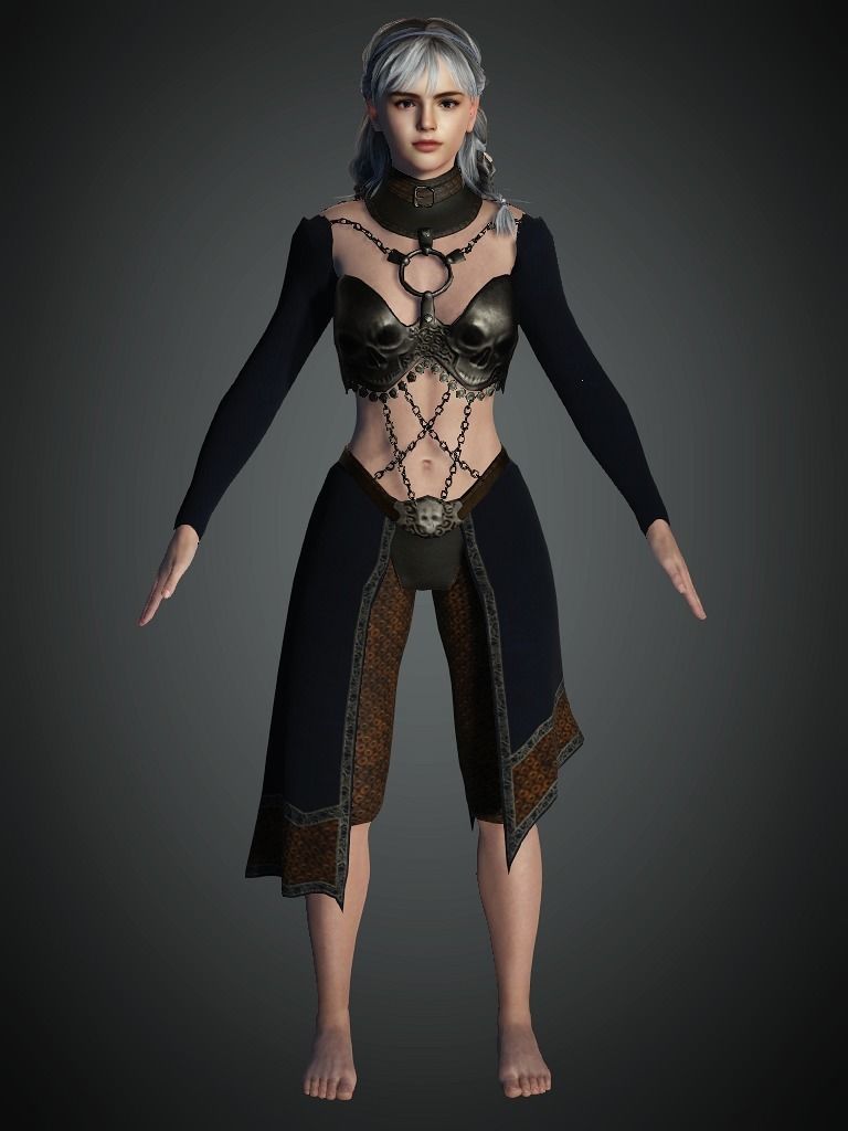 AAA Fantasy Female Character 01 Low-poly 3D model_5