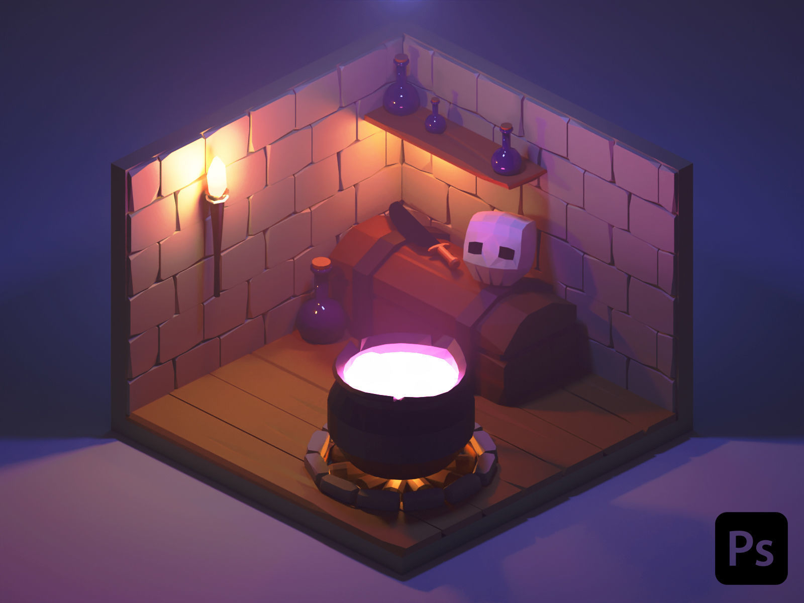 Low poly Witch house 3D model_1
