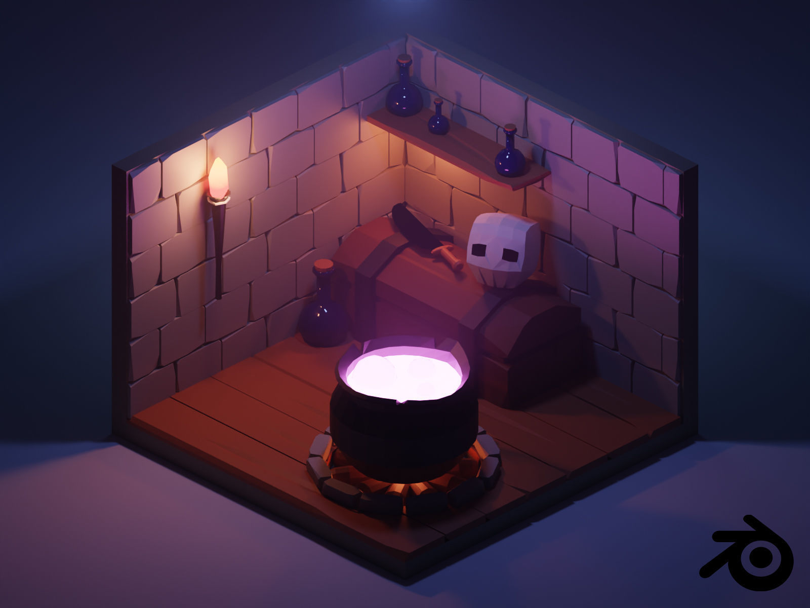 Low poly Witch house 3D model_2