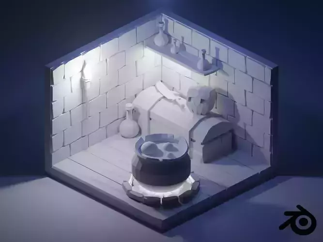 Low poly Witch house 3D model