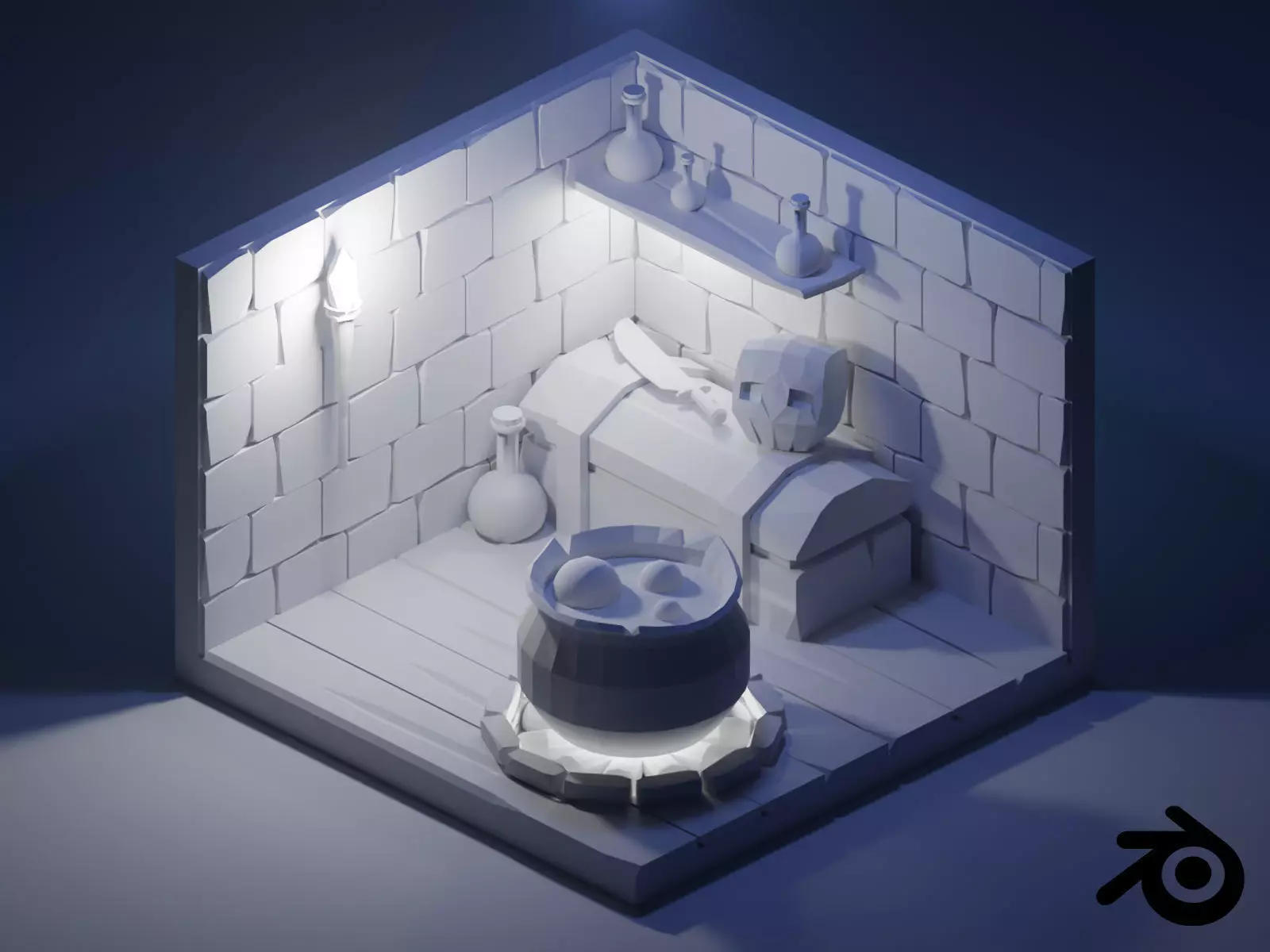 Low poly Witch house 3D model_0