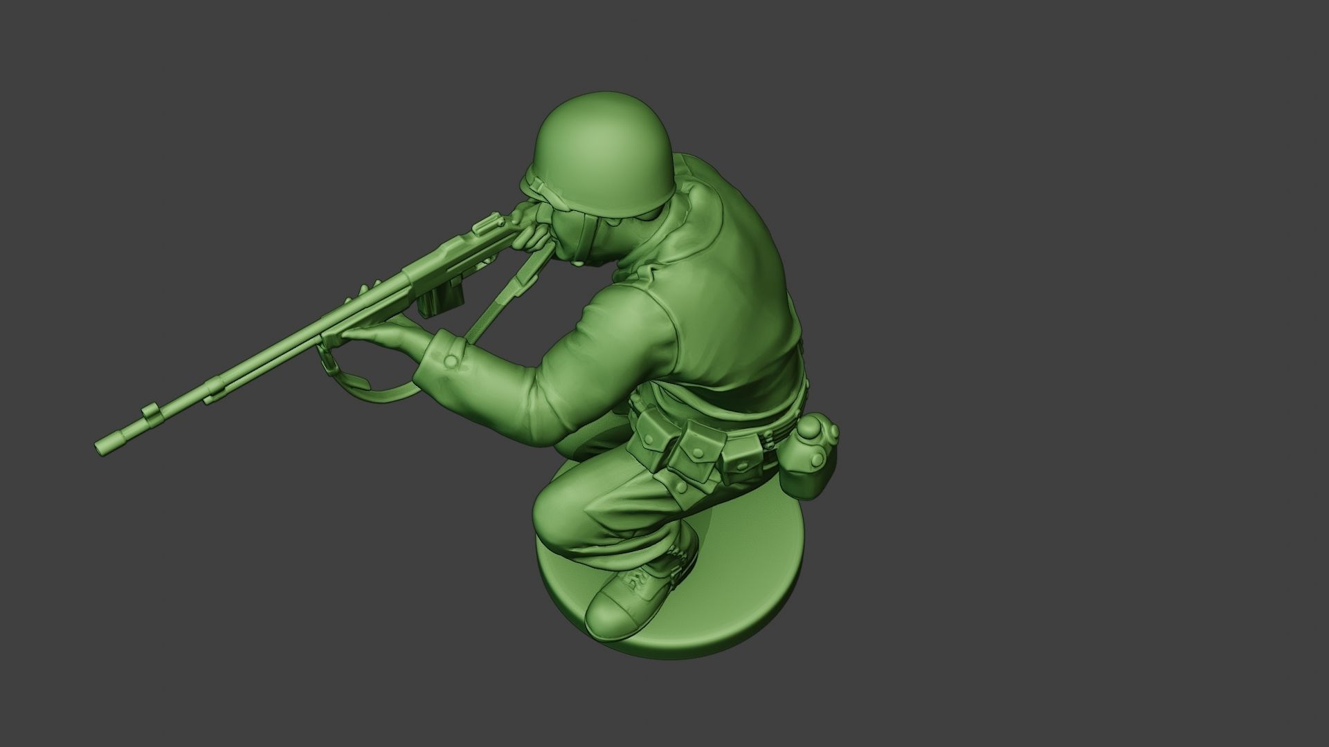 American soldier ww2 Shoot Crouch3 A12 3D print model_15