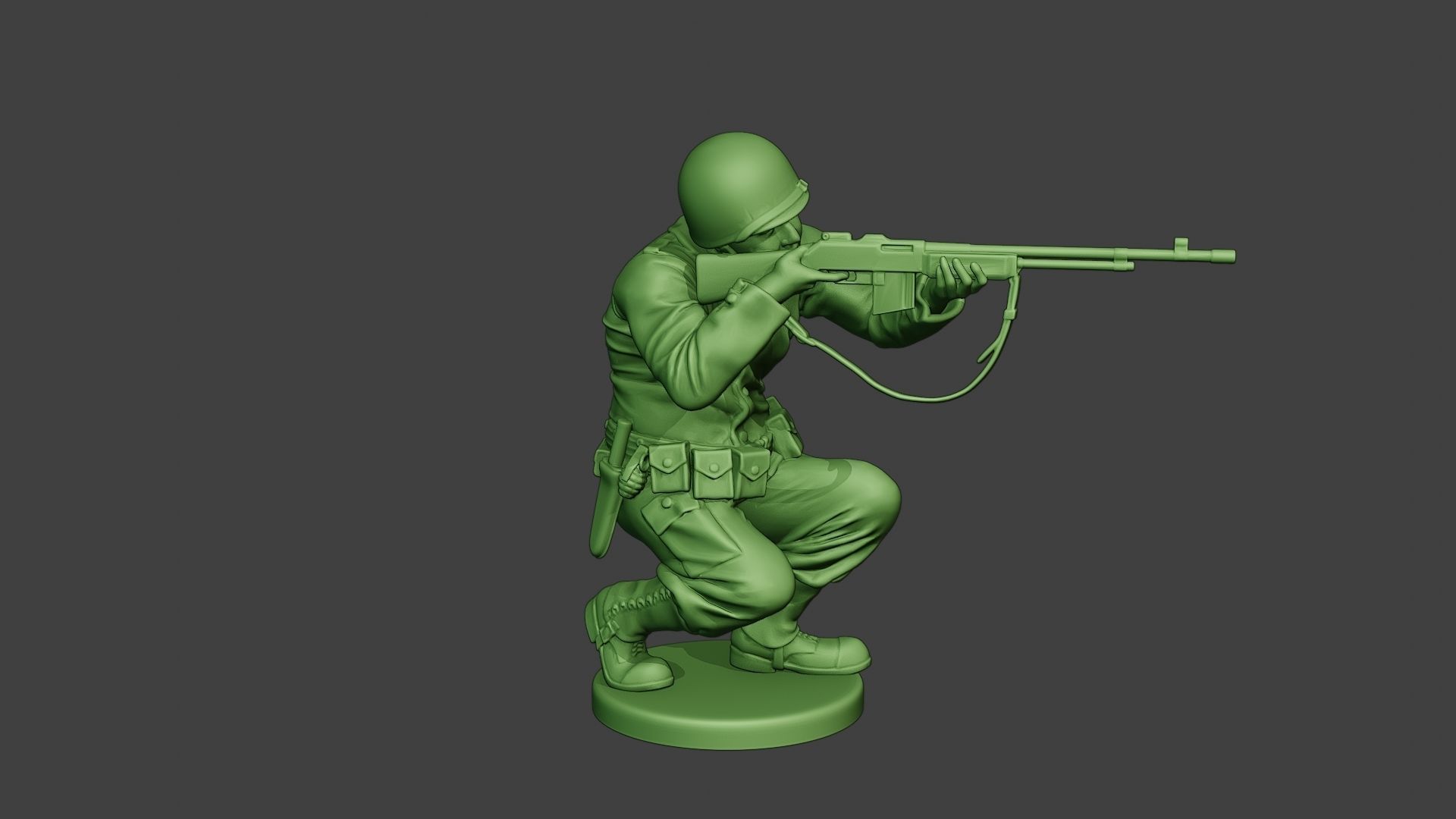 American soldier ww2 Shoot Crouch3 A12 3D print model_9