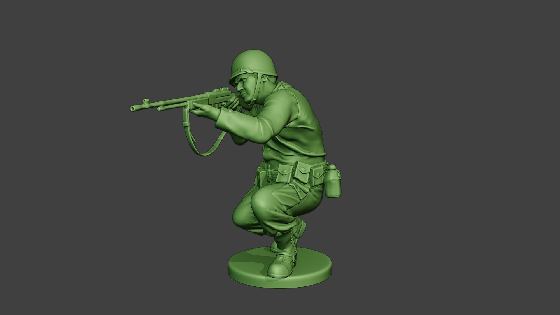 American soldier ww2 Shoot Crouch3 A12 3D print model_2