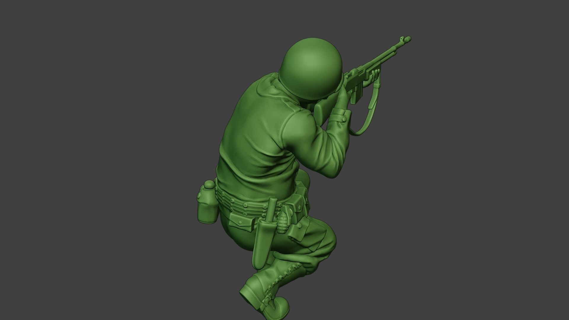 American soldier ww2 Shoot Crouch3 A12 3D print model_24