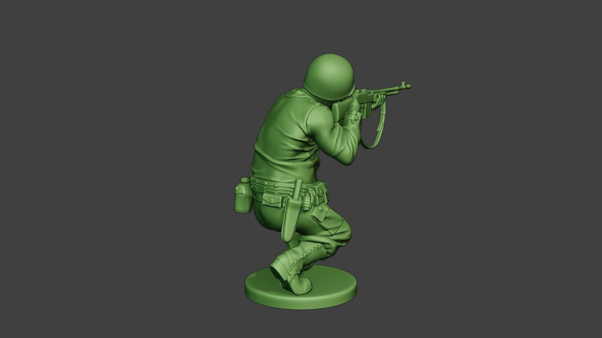American soldier ww2 Shoot Crouch3 A12 3D print model_7