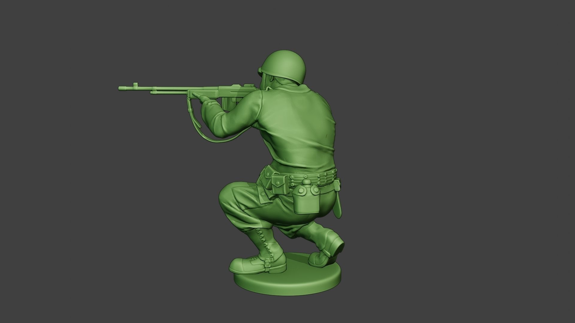 American soldier ww2 Shoot Crouch3 A12 3D print model_4