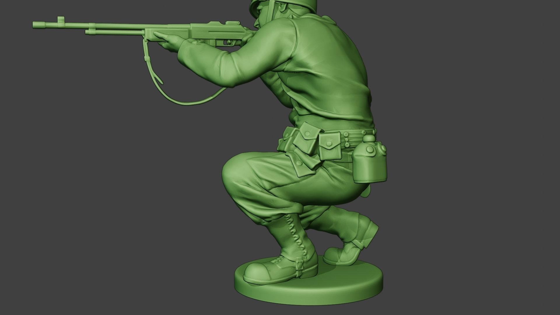 American soldier ww2 Shoot Crouch3 A12 3D print model_17