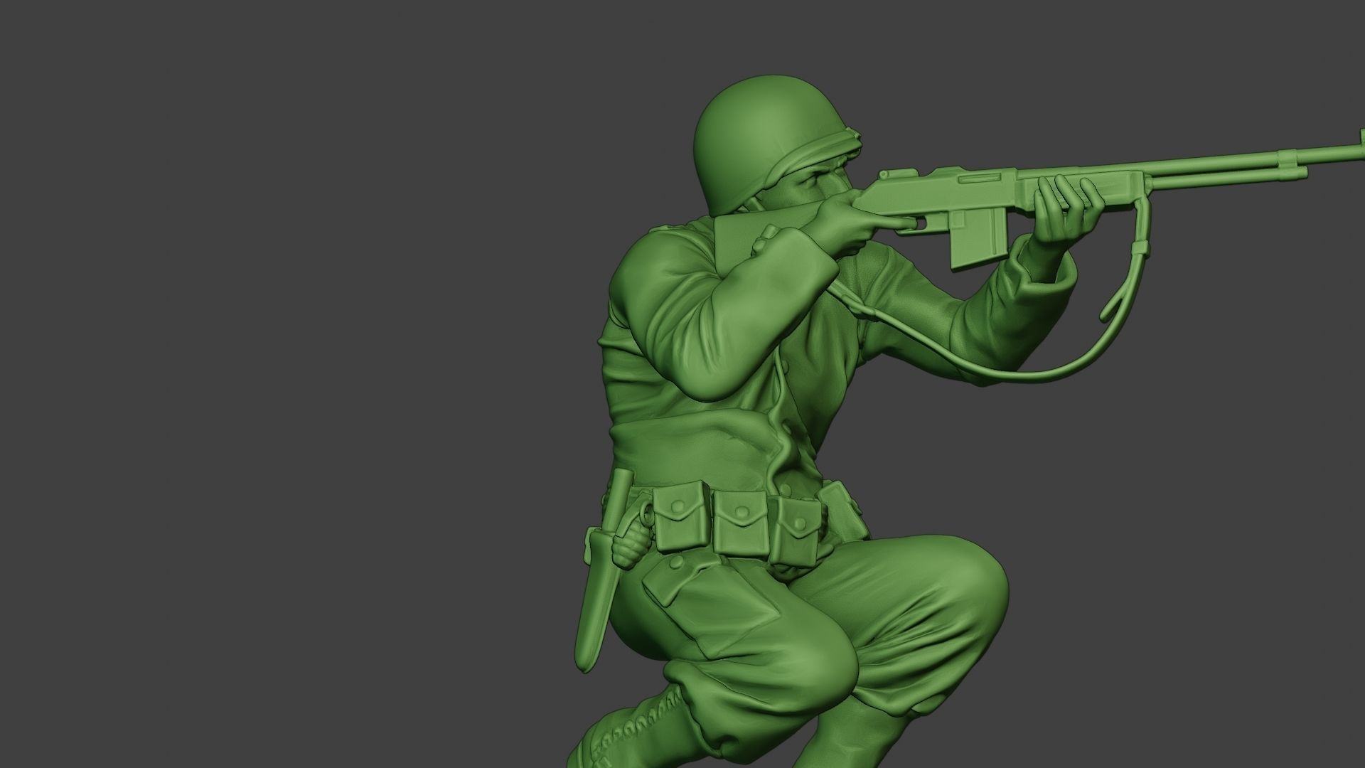 American soldier ww2 Shoot Crouch3 A12 3D print model_29