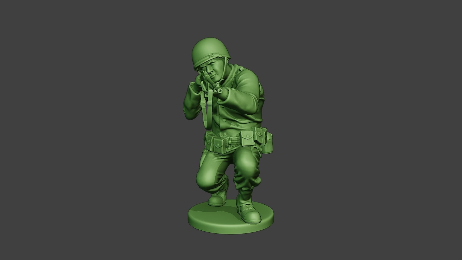 American soldier ww2 Shoot Crouch3 A12 3D print model_11