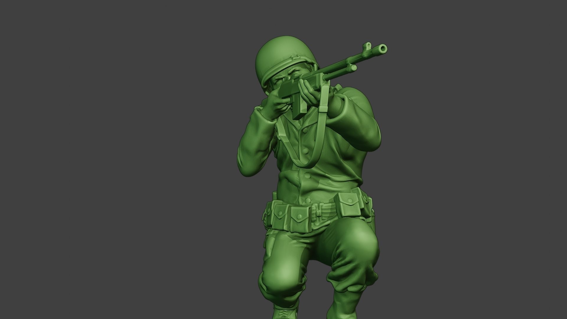 American soldier ww2 Shoot Crouch3 A12 3D print model_28
