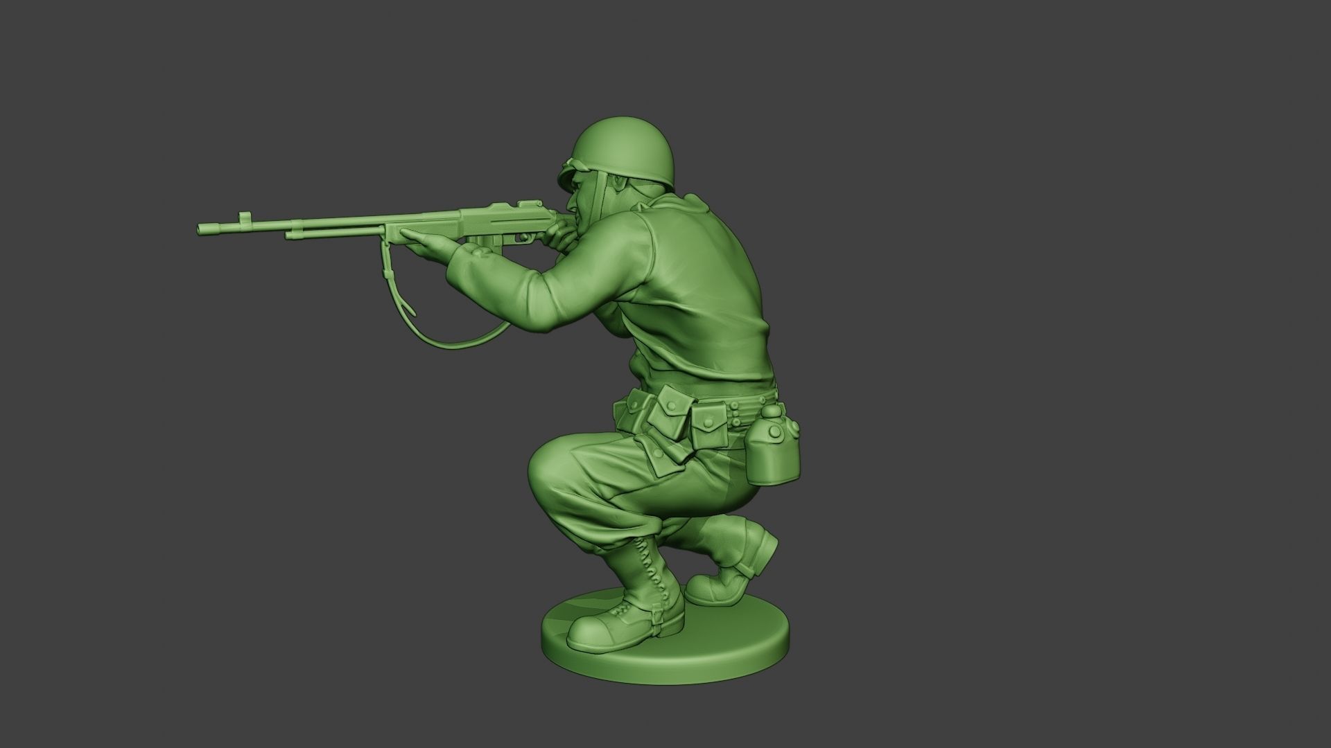 American soldier ww2 Shoot Crouch3 A12 3D print model_3