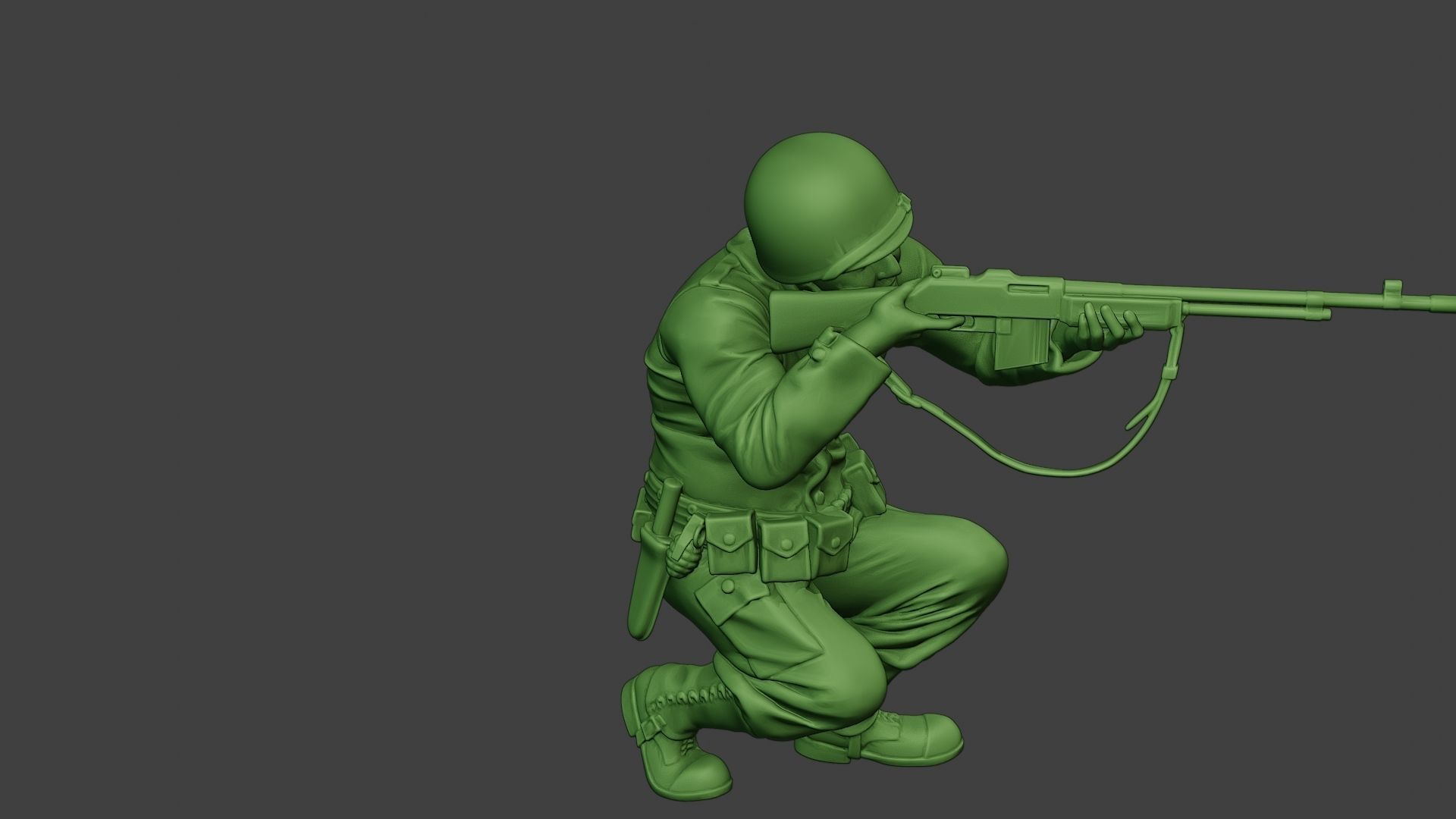 American soldier ww2 Shoot Crouch3 A12 3D print model_30
