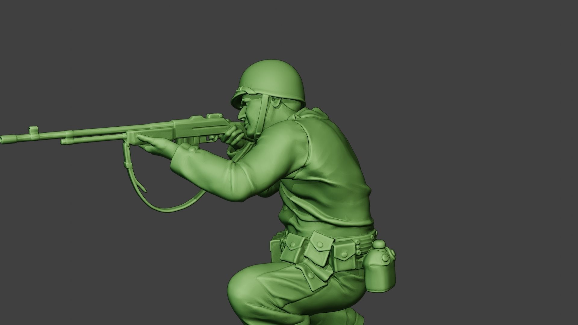 American soldier ww2 Shoot Crouch3 A12 3D print model_18