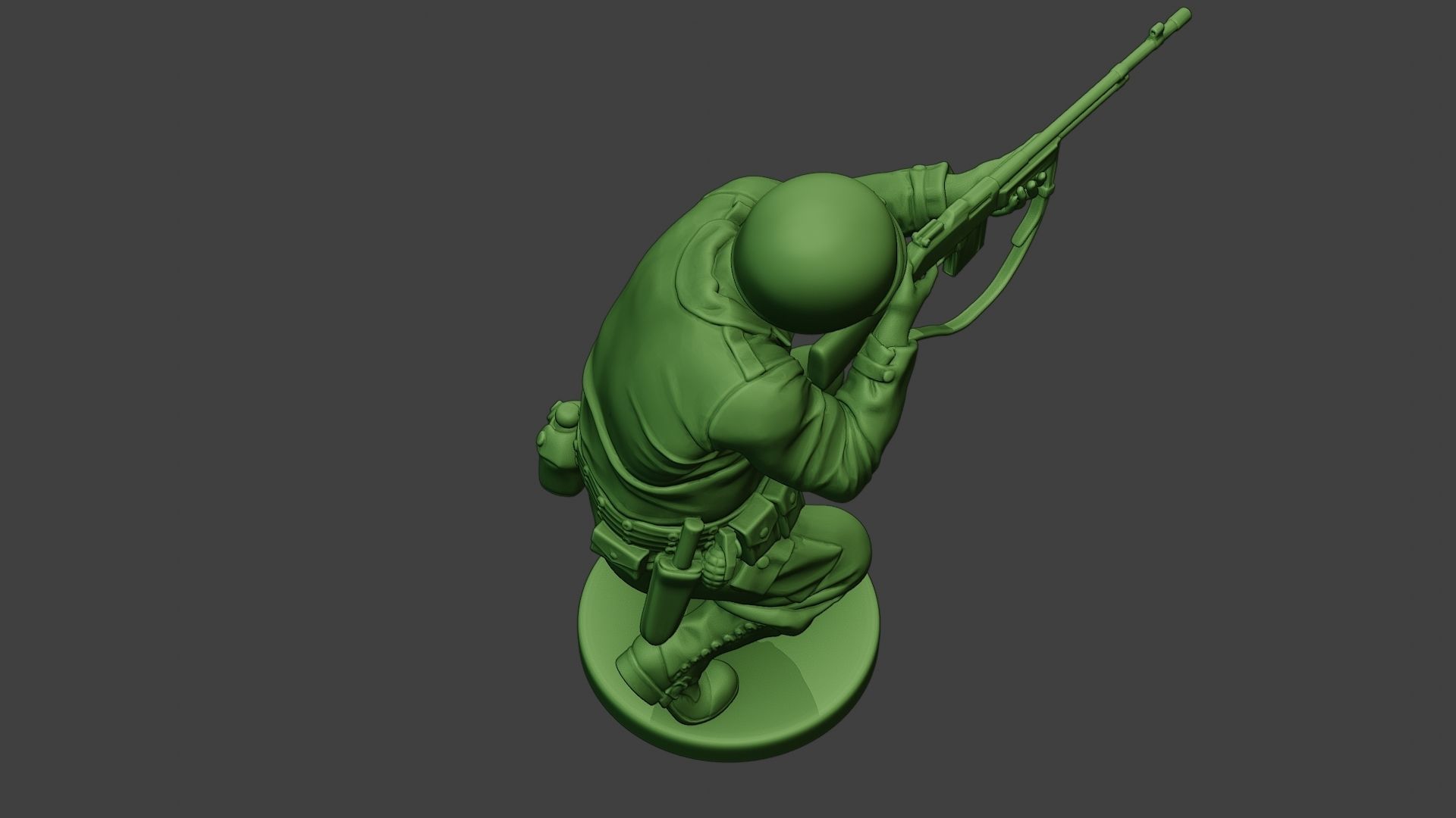 American soldier ww2 Shoot Crouch3 A12 3D print model_22