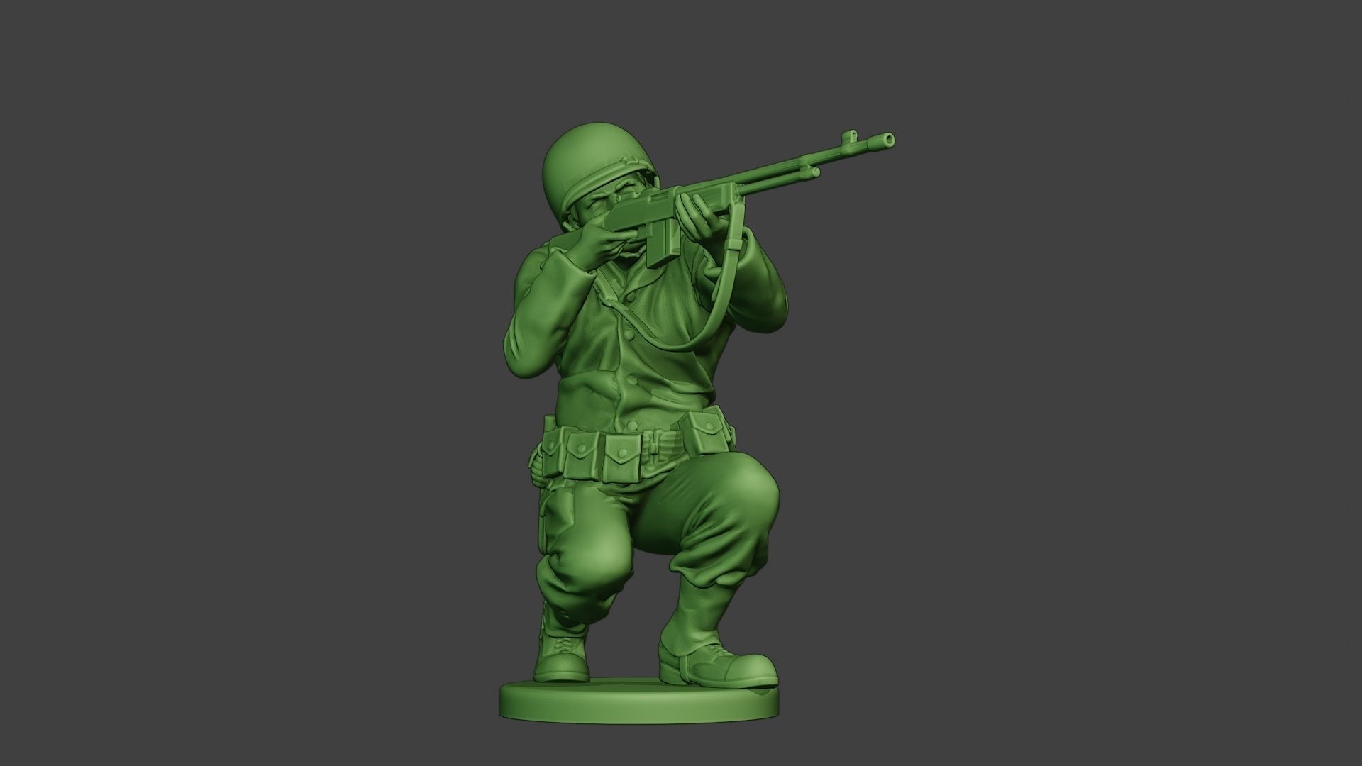 American soldier ww2 Shoot Crouch3 A12 3D print model_13