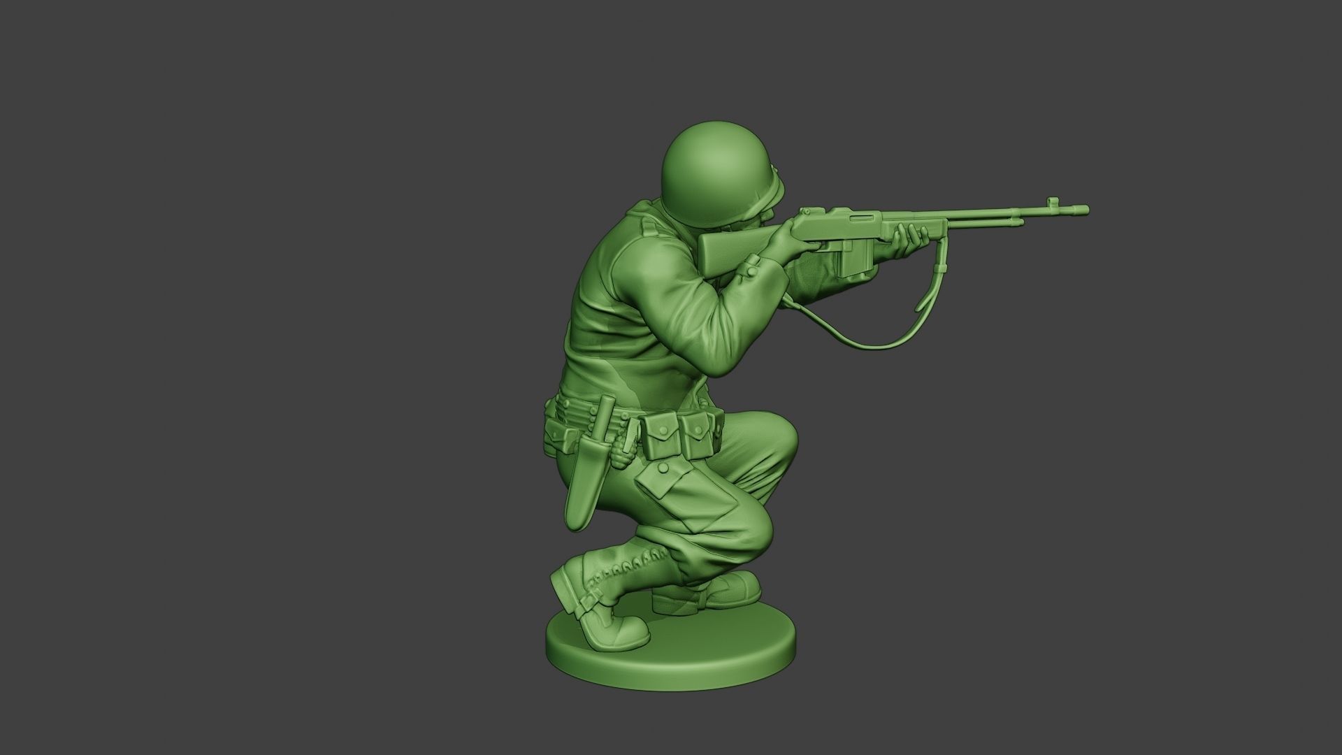 American soldier ww2 Shoot Crouch3 A12 3D print model_8