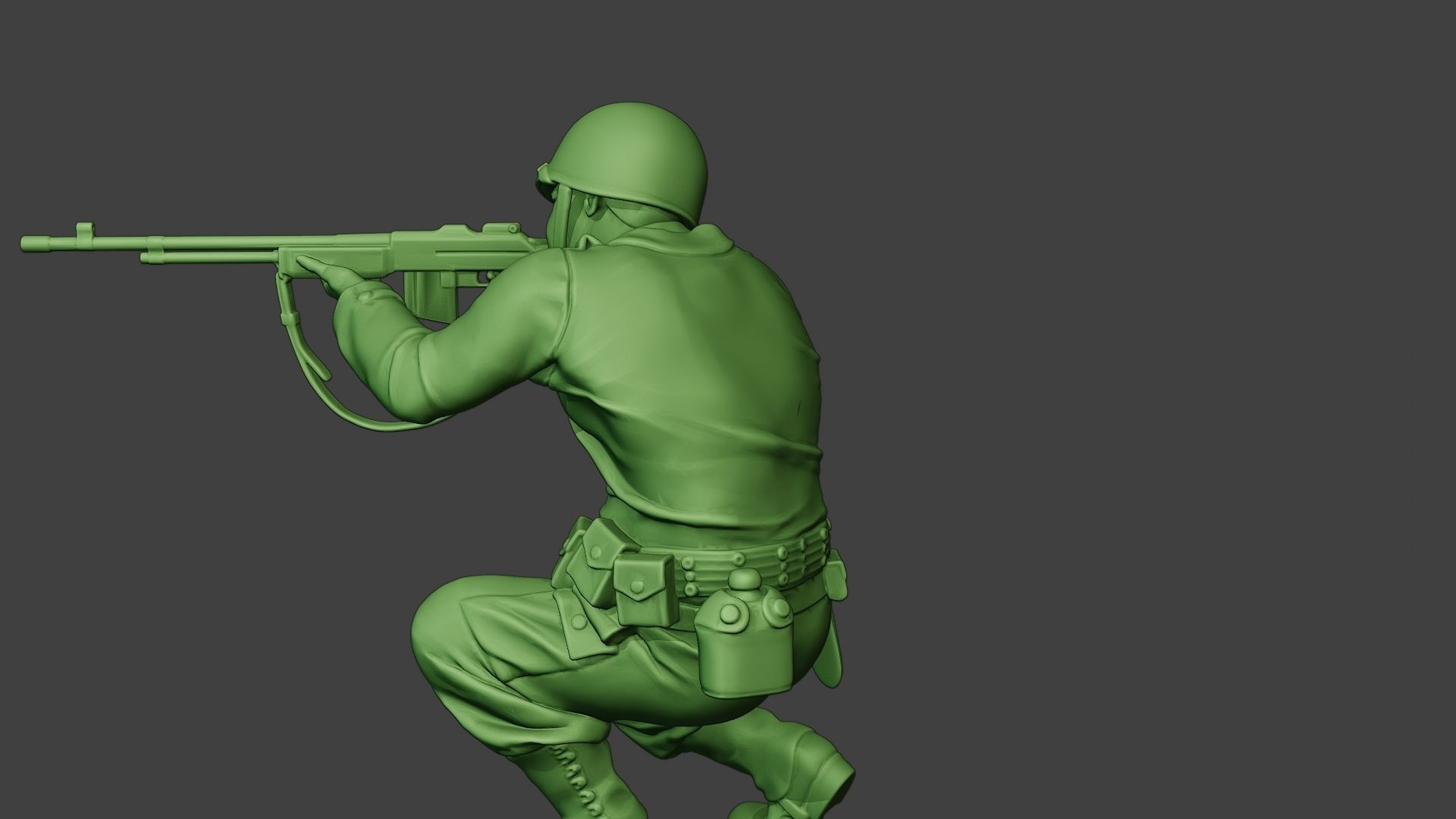 American soldier ww2 Shoot Crouch3 A12 3D print model_26