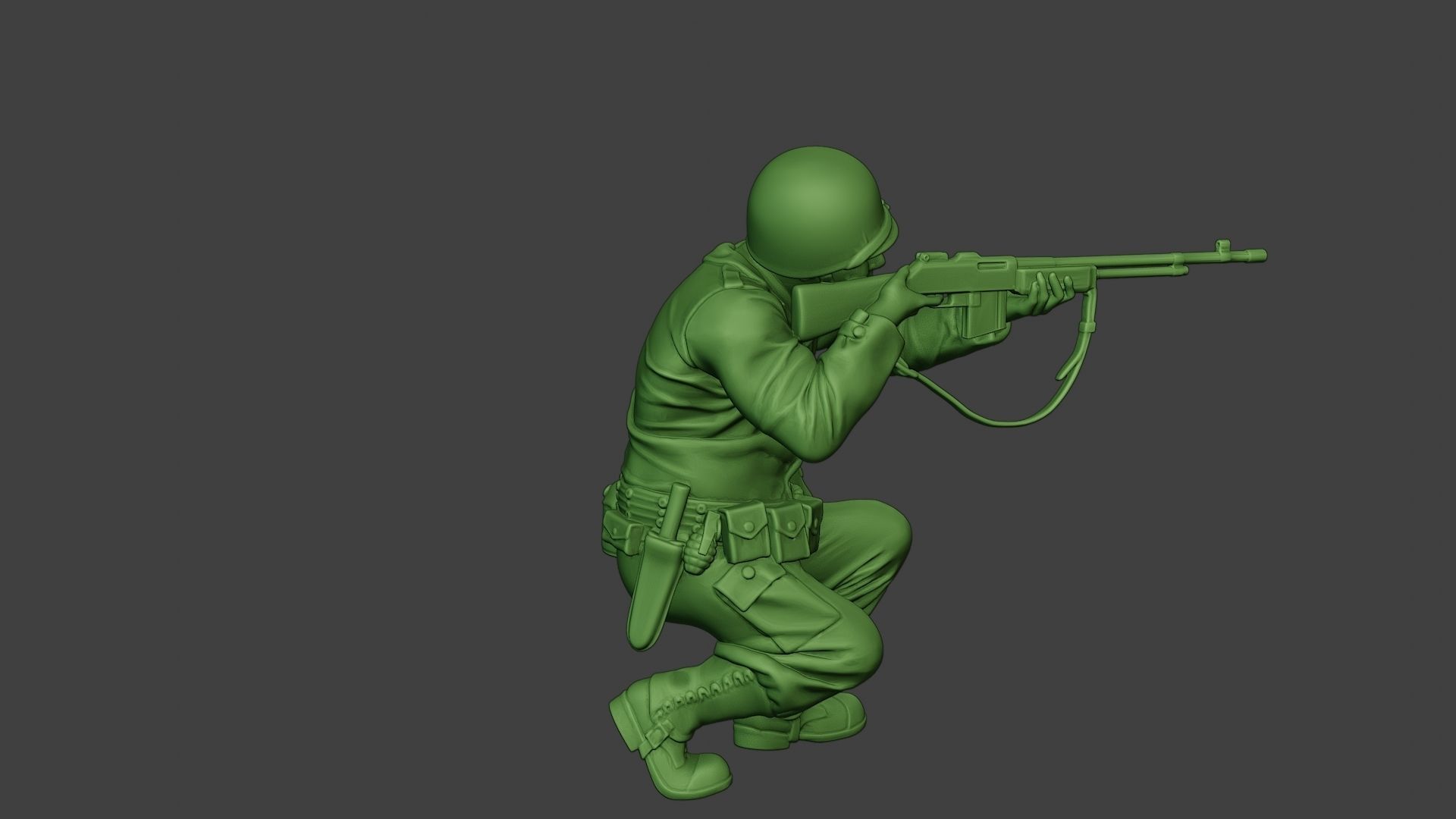 American soldier ww2 Shoot Crouch3 A12 3D print model_31
