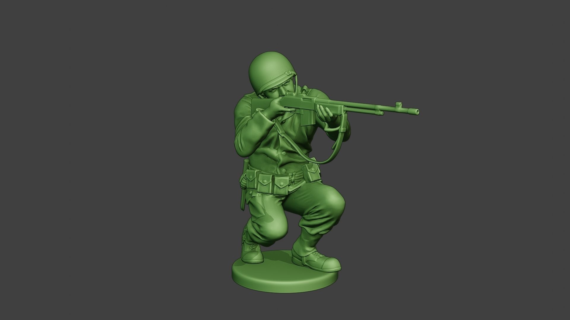American soldier ww2 Shoot Crouch3 A12 3D print model_10