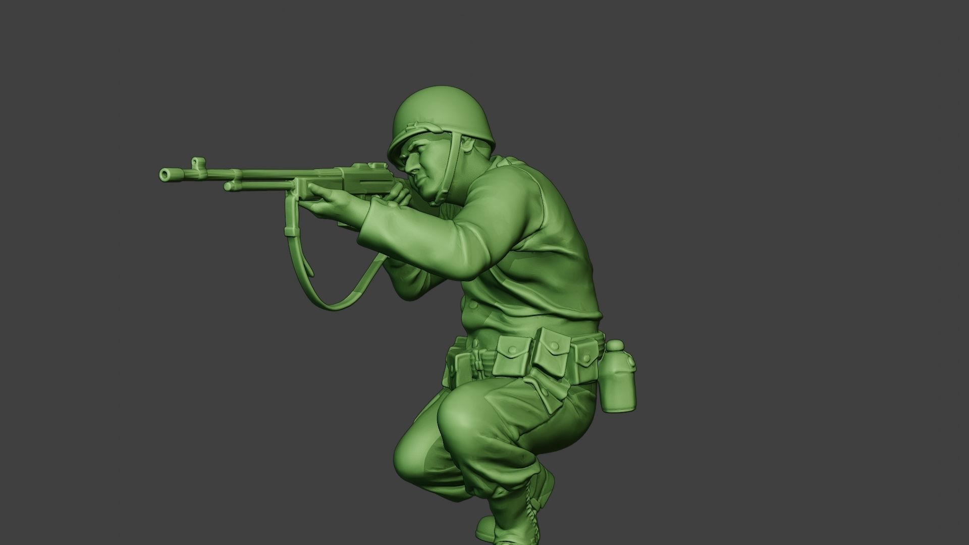 American soldier ww2 Shoot Crouch3 A12 3D print model_27