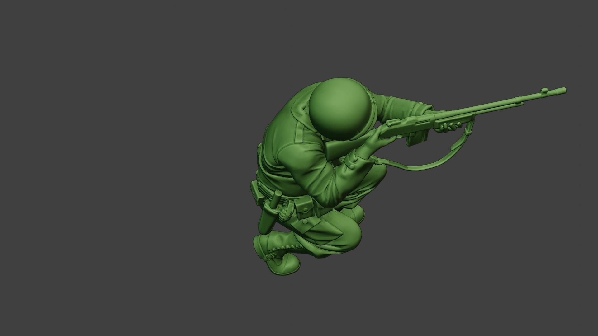 American soldier ww2 Shoot Crouch3 A12 3D print model_23