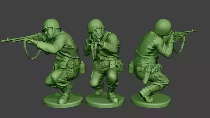 American soldier ww2 Shoot Crouch3 A12 3D print model