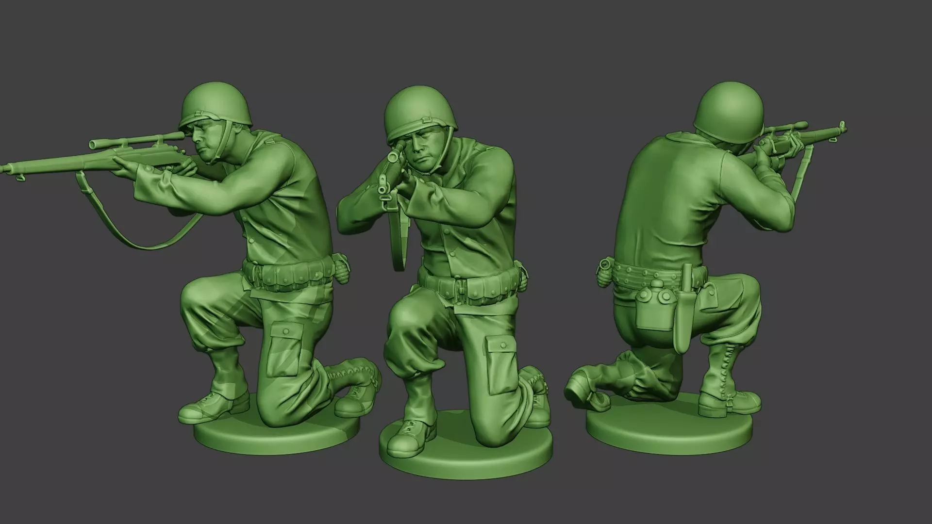 American soldier ww2 Shoot Crouch4 A12 3D print model