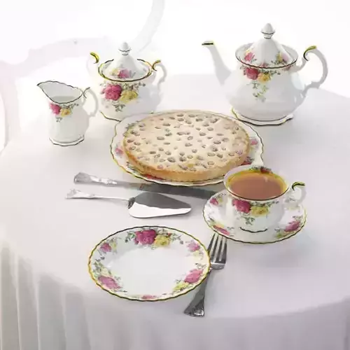 Floral Design Classic Service With Pie