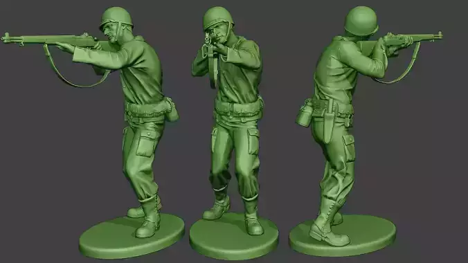 American soldier ww2 Shoot Stand A12 3D print model