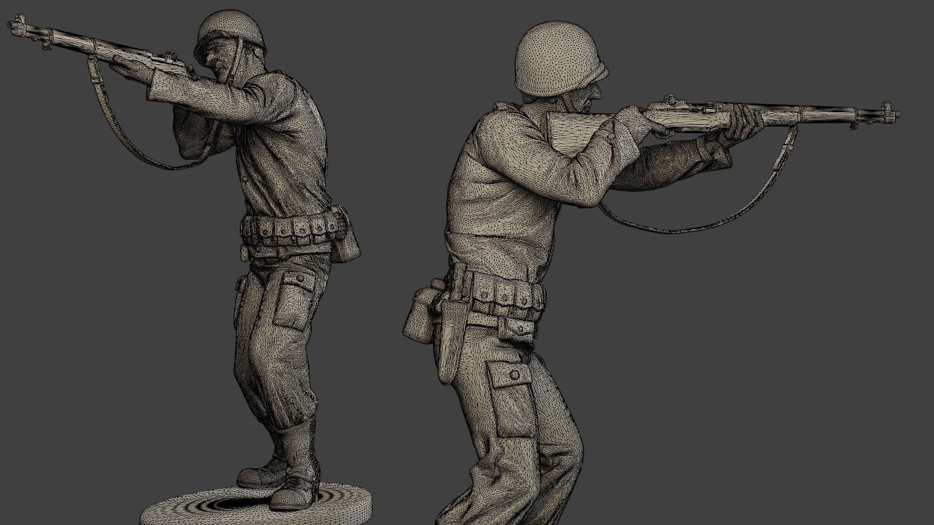 American soldier ww2 Shoot Stand A12 3D print model_12
