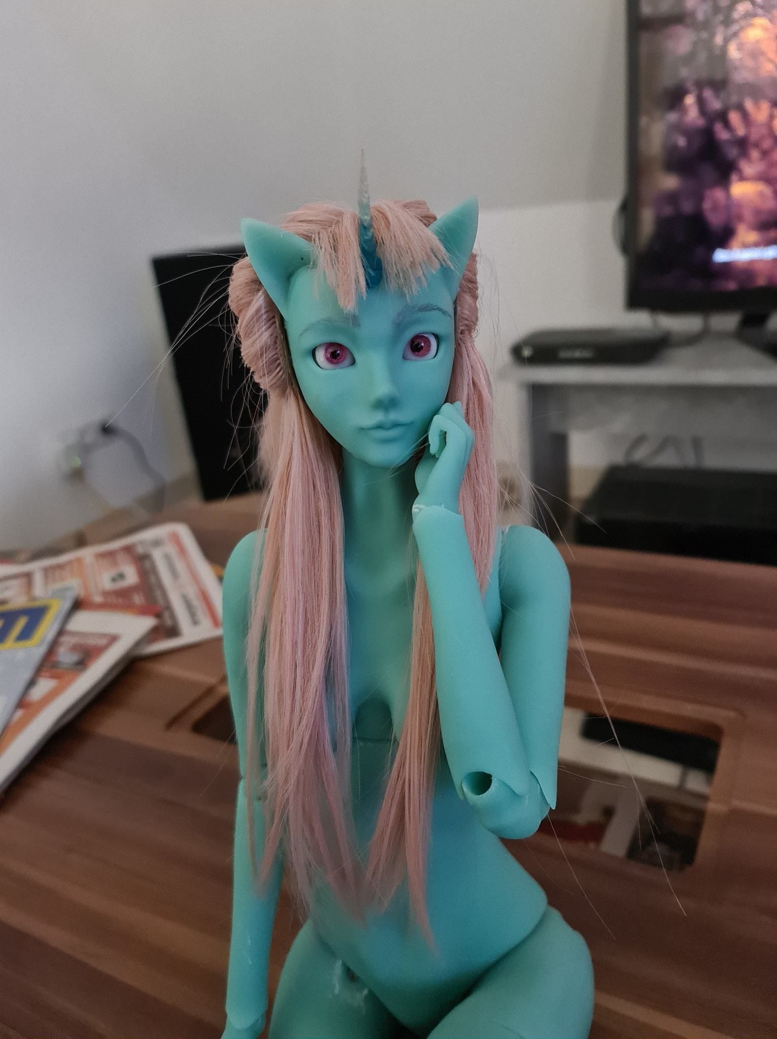 Ball Jointed Doll Female multiple parts and Unicorn Set Add Ons 3D print model_1