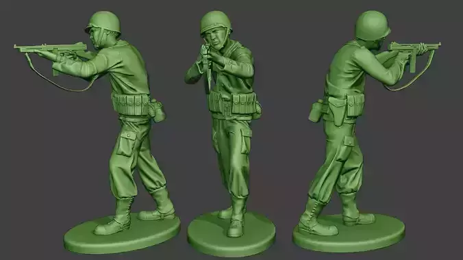 American soldier ww2 Shoot Stand2 A12 3D print model