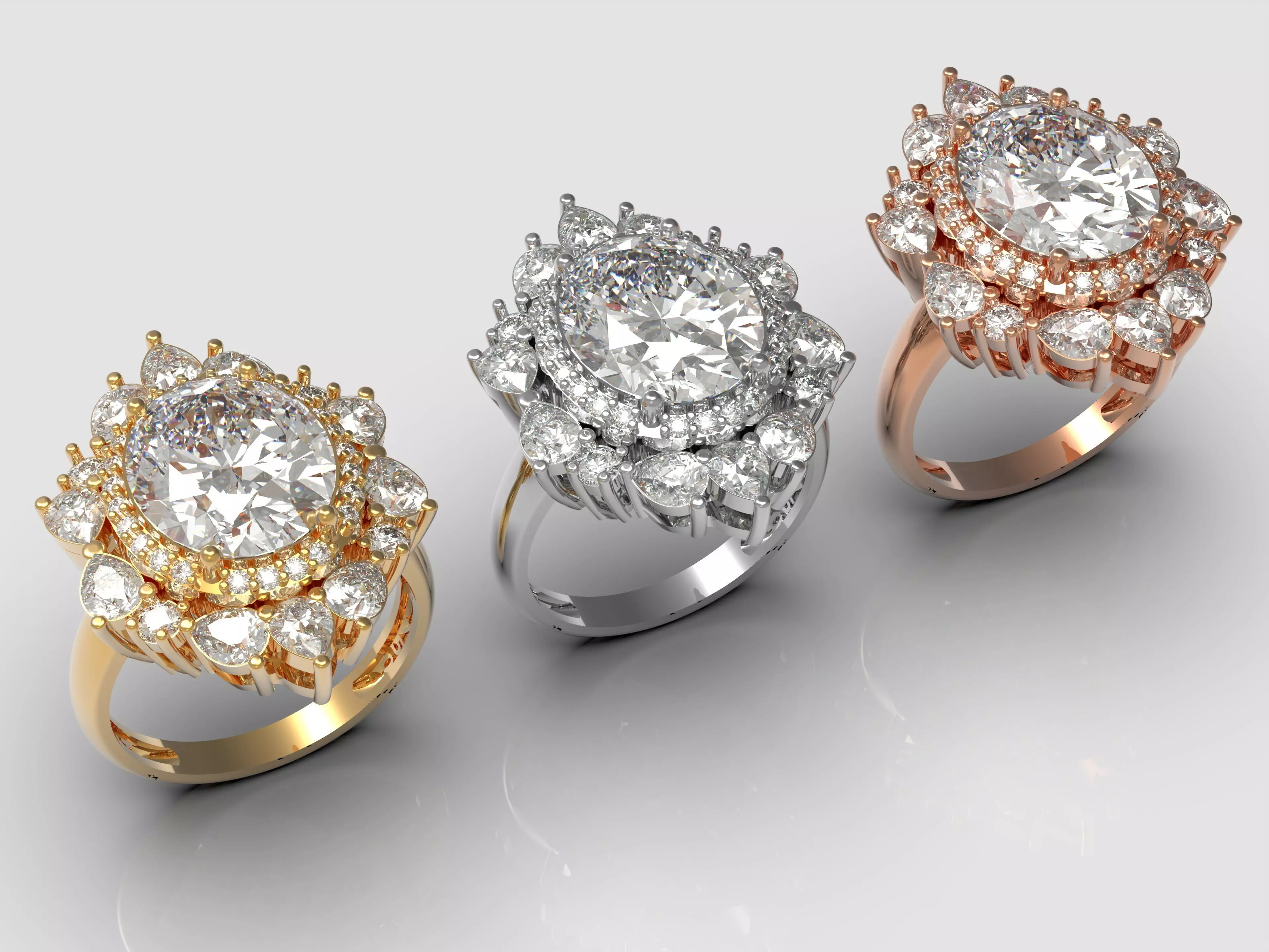 Beautiful traditional diamond ring with oval stone 3D print model