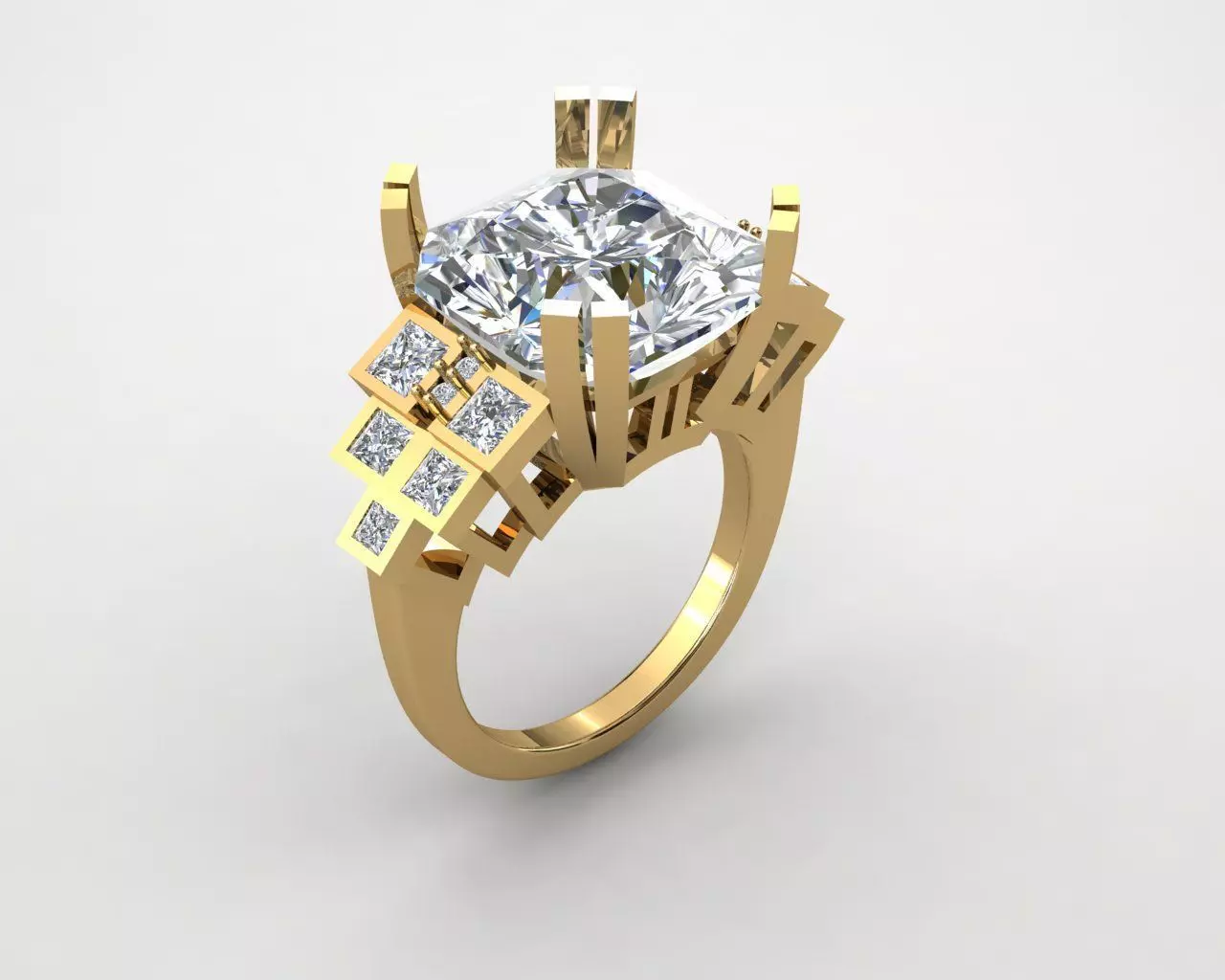 ring with diamond 3D print model
