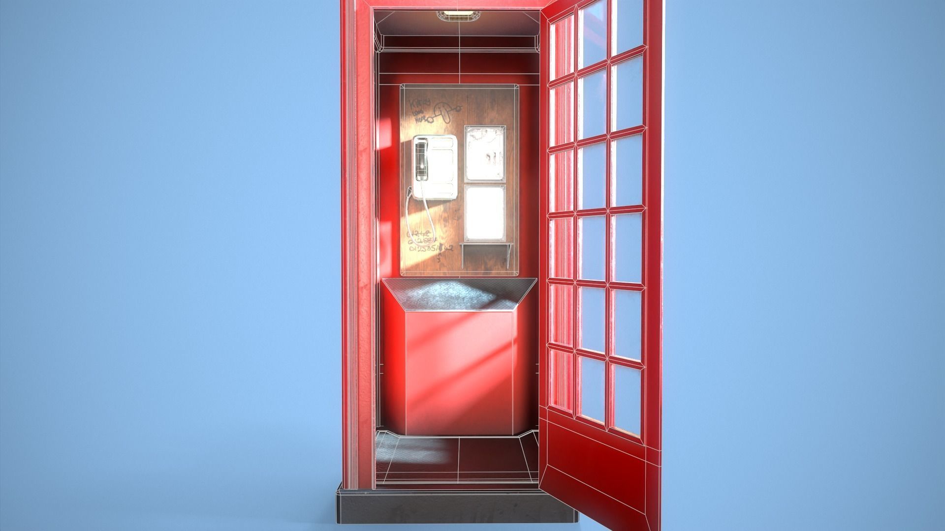 Telephone Box Low-poly 3D model_16