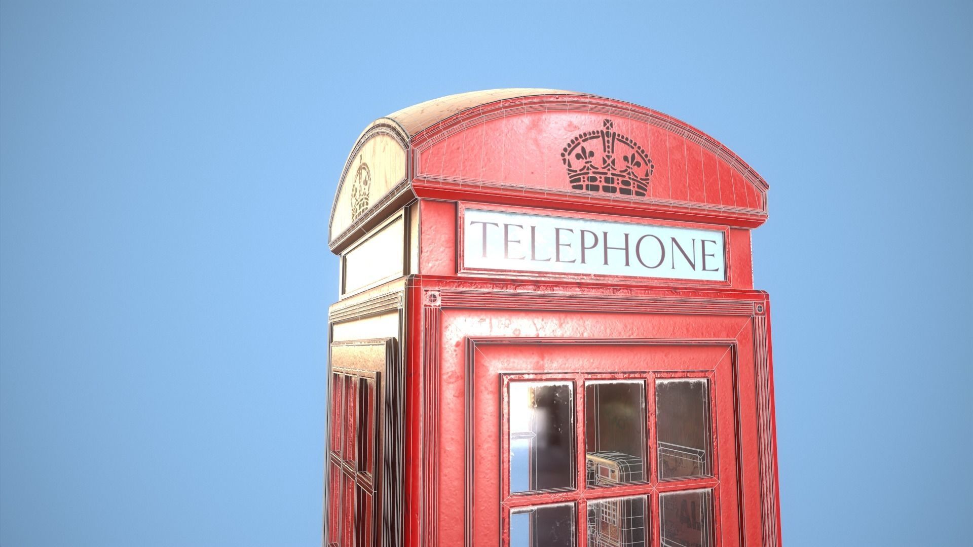 Telephone Box Low-poly 3D model_13