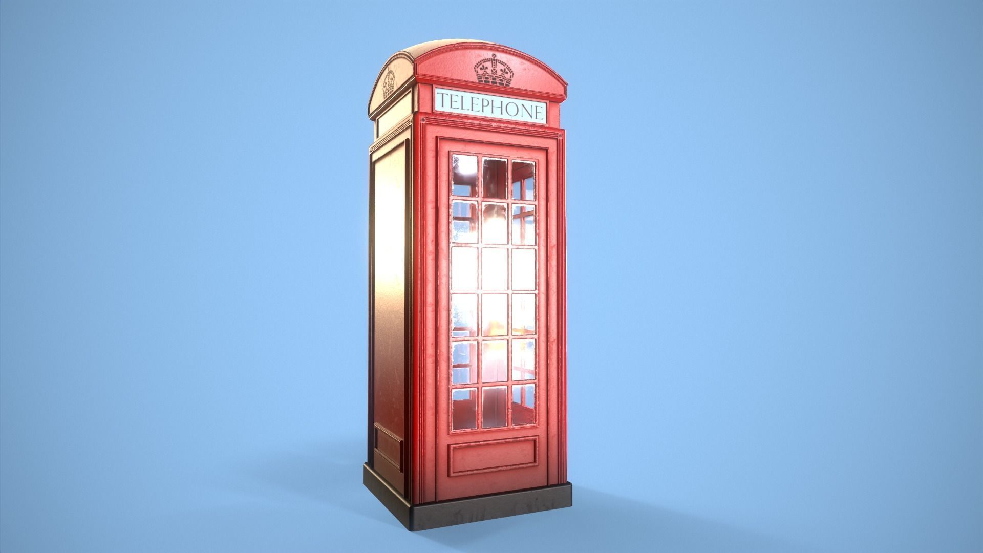 Telephone Box Low-poly 3D model_2