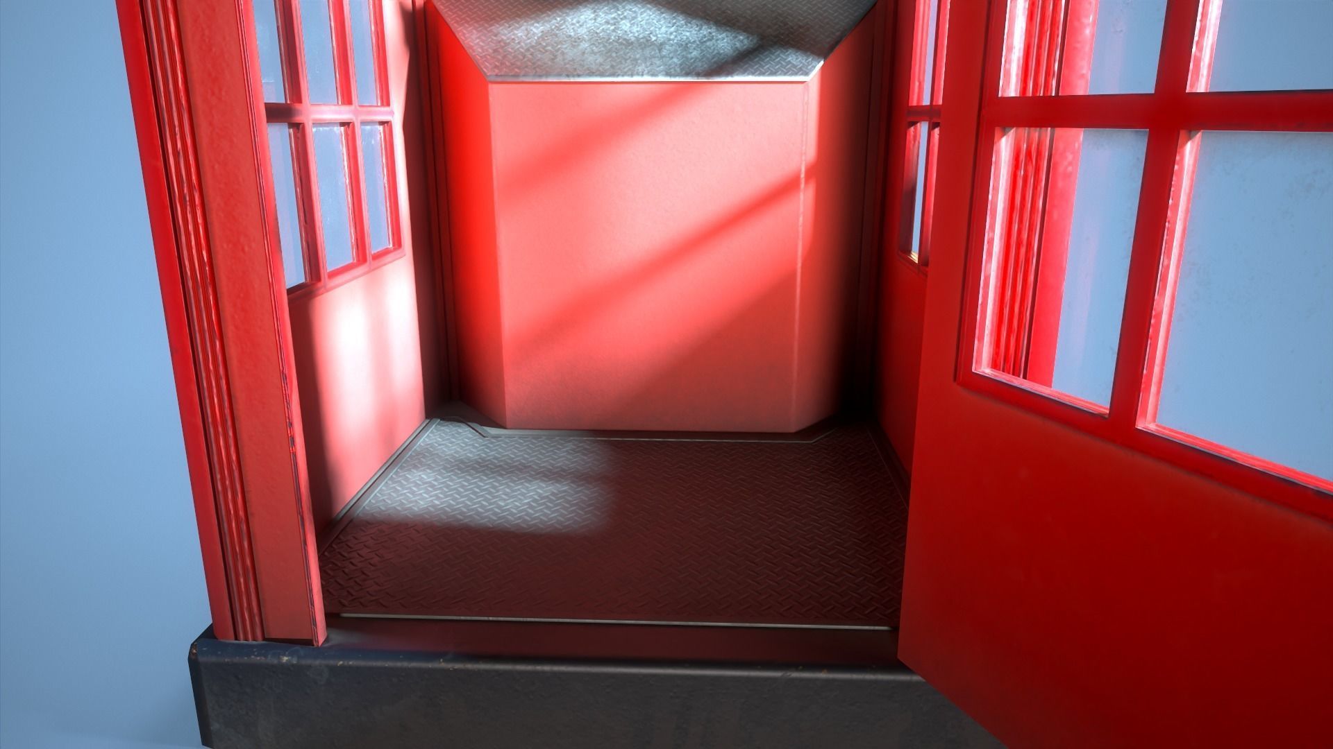 Telephone Box Low-poly 3D model_6