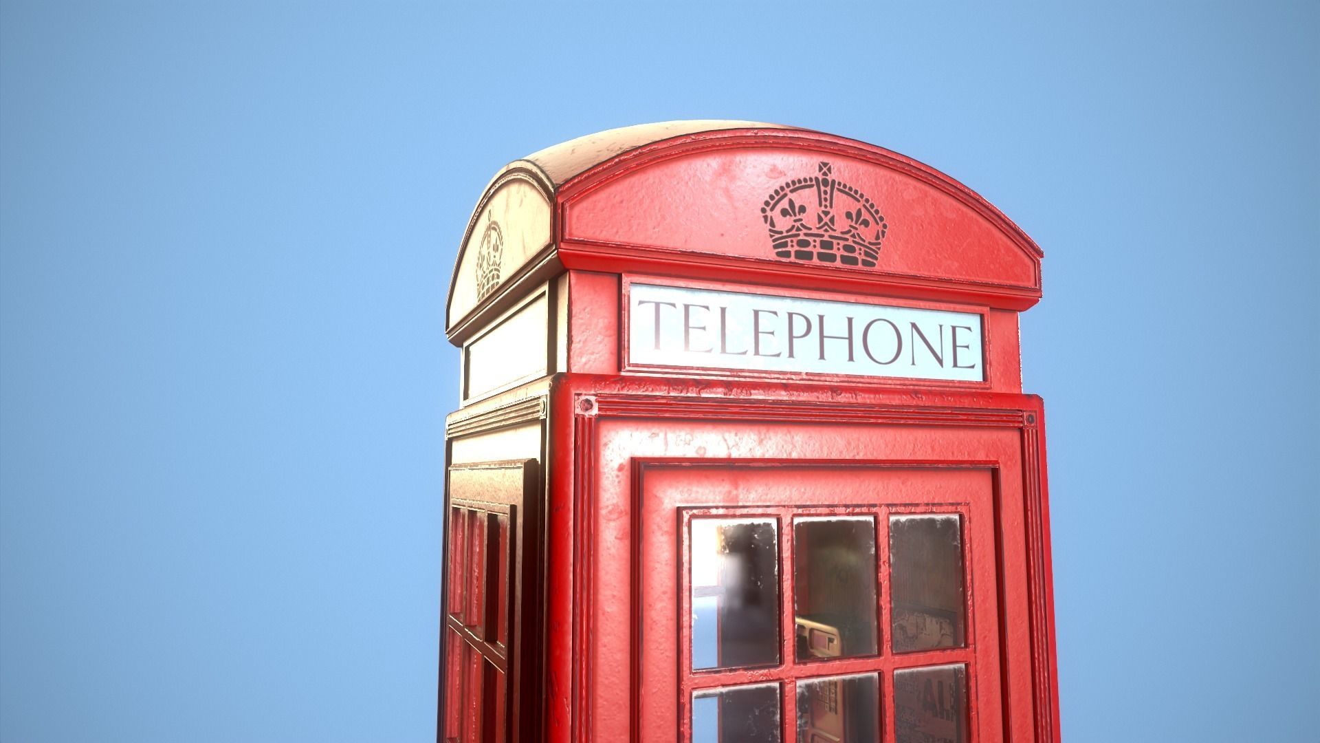 Telephone Box Low-poly 3D model_4