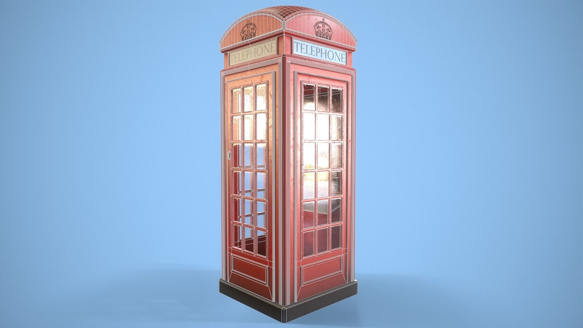 Telephone Box Low-poly 3D model_9