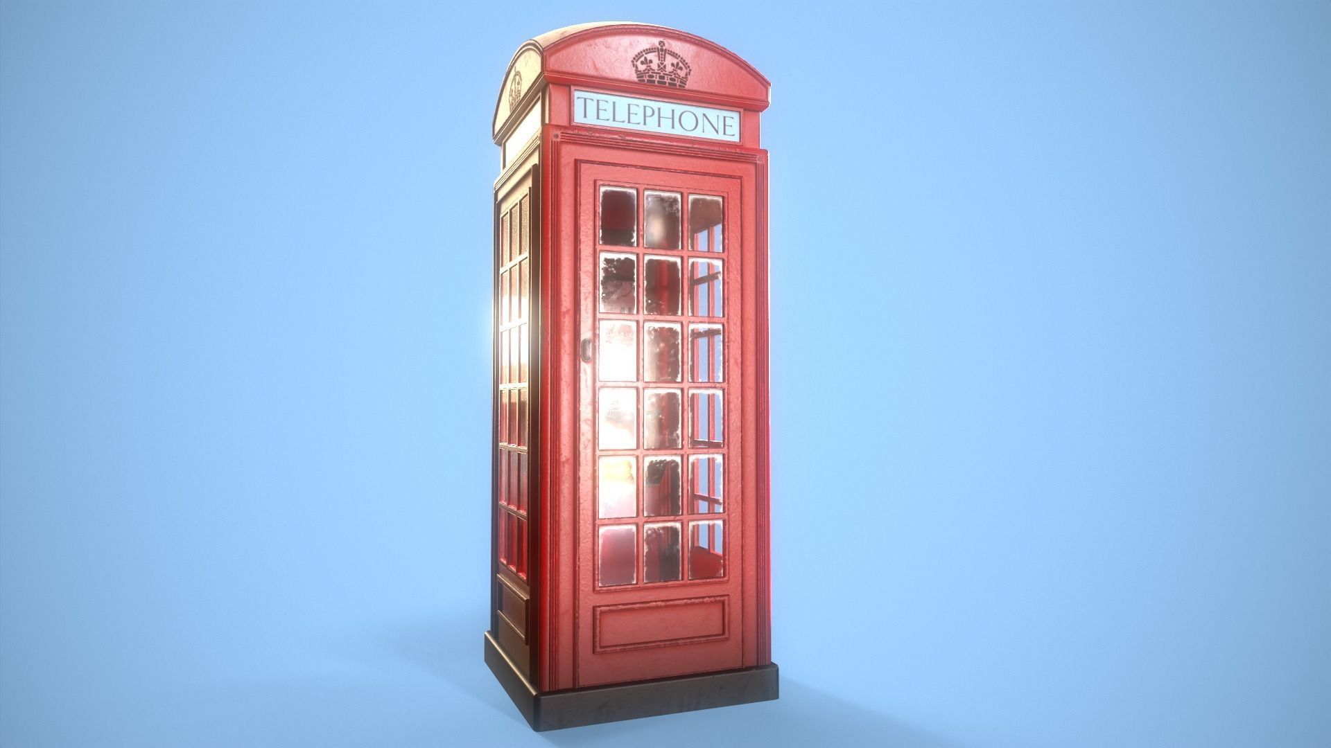 Telephone Box Low-poly 3D model_1